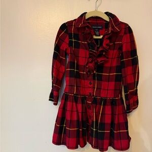 Red Plaid Ruffle Dress